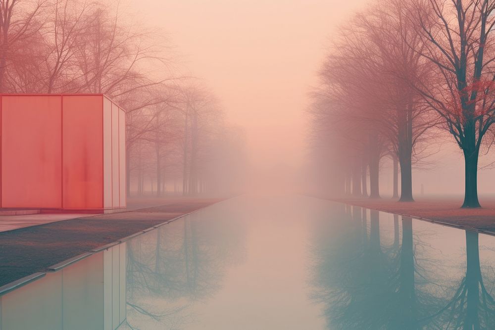 Aesthetic park outdoors nature fog. AI generated Image by rawpixel.