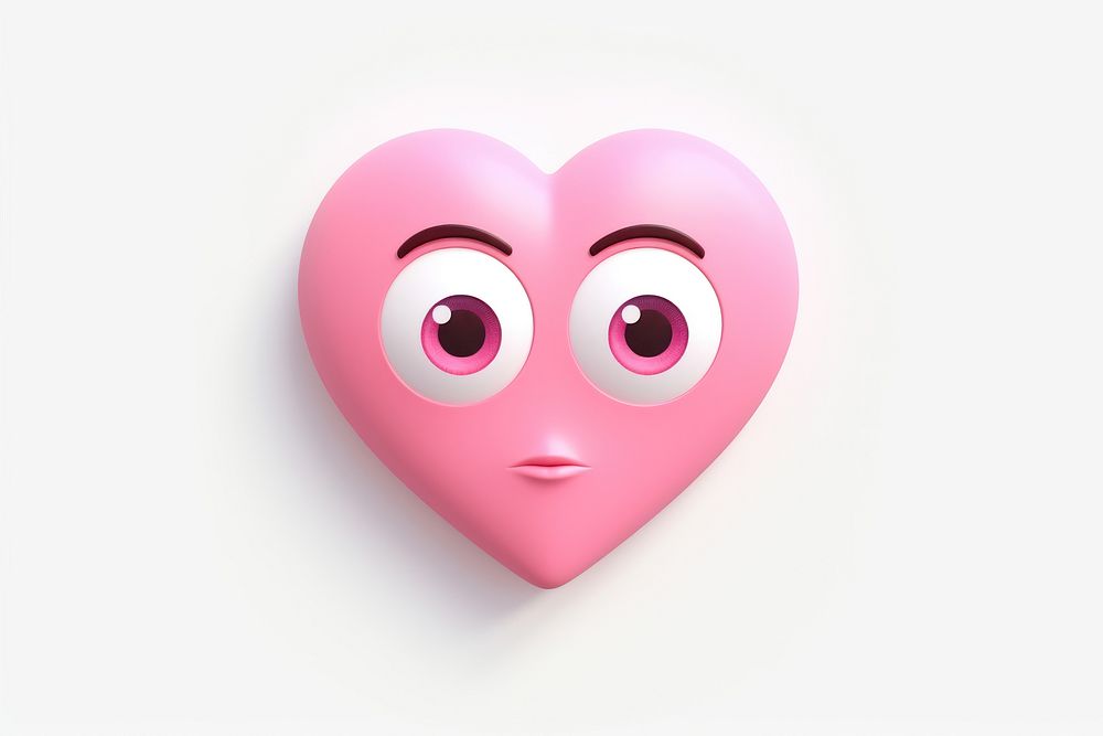 Pink heart face cartoon white background. AI generated Image by rawpixel.