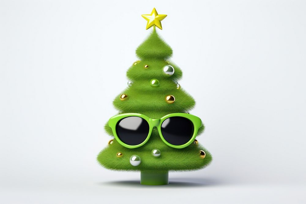 Christmas tree sunglasses plant representation. AI generated Image by rawpixel.