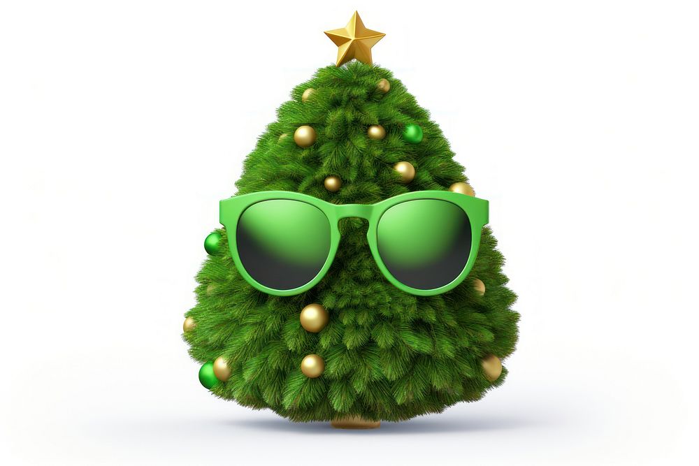 Christmas tree sunglasses plant green. AI generated Image by rawpixel.