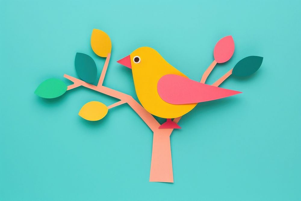 Bird on tree art representation creativity. AI generated Image by rawpixel.