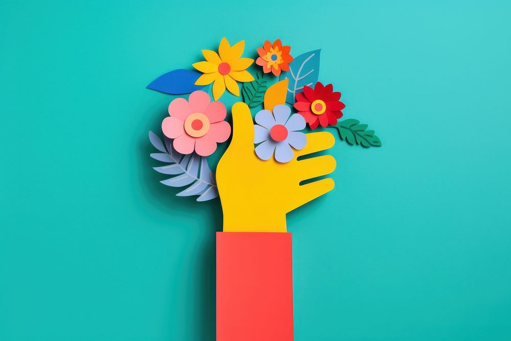 Hands holding paper head flower art plant. AI generated Image by rawpixel.