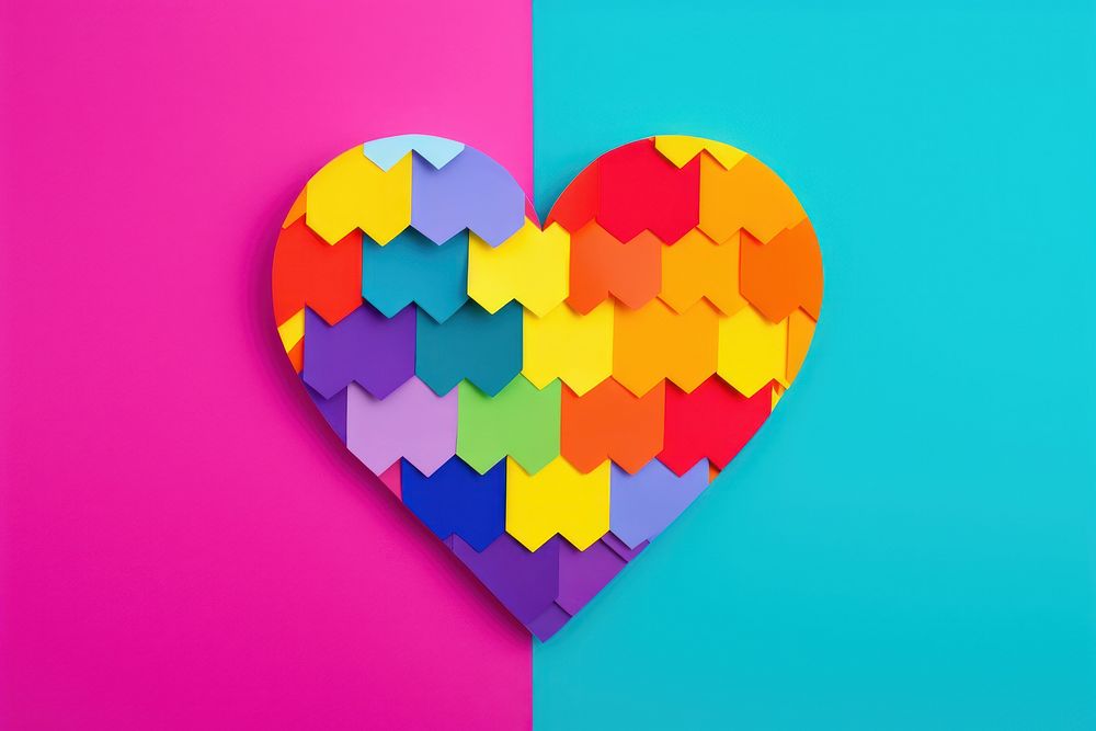 Rainbow heart purple creativity pattern. AI generated Image by rawpixel.