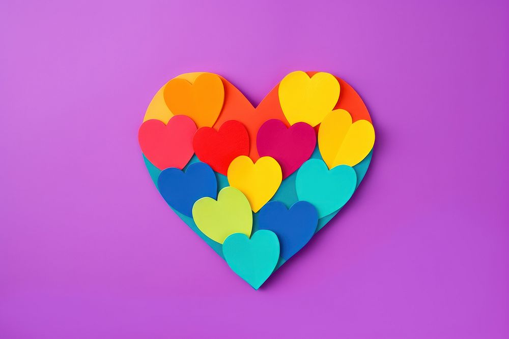 Rainbow heart purple celebration creativity. AI generated Image by rawpixel.