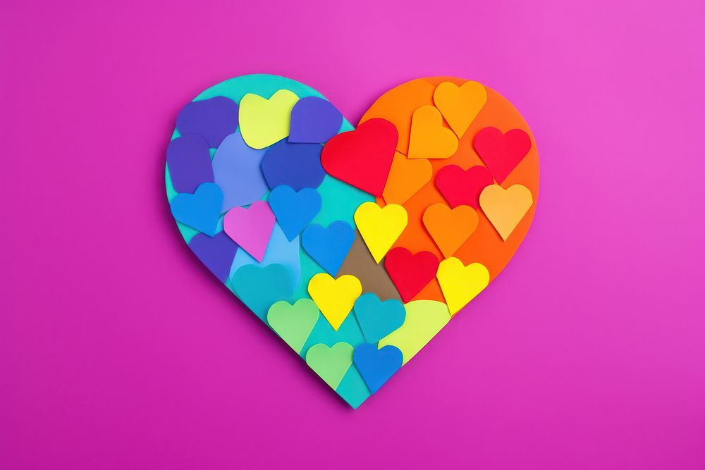 Rainbow heart purple celebration creativity. AI generated Image by rawpixel.