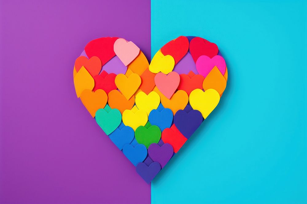 Rainbow heart backgrounds purple celebration. AI generated Image by rawpixel.