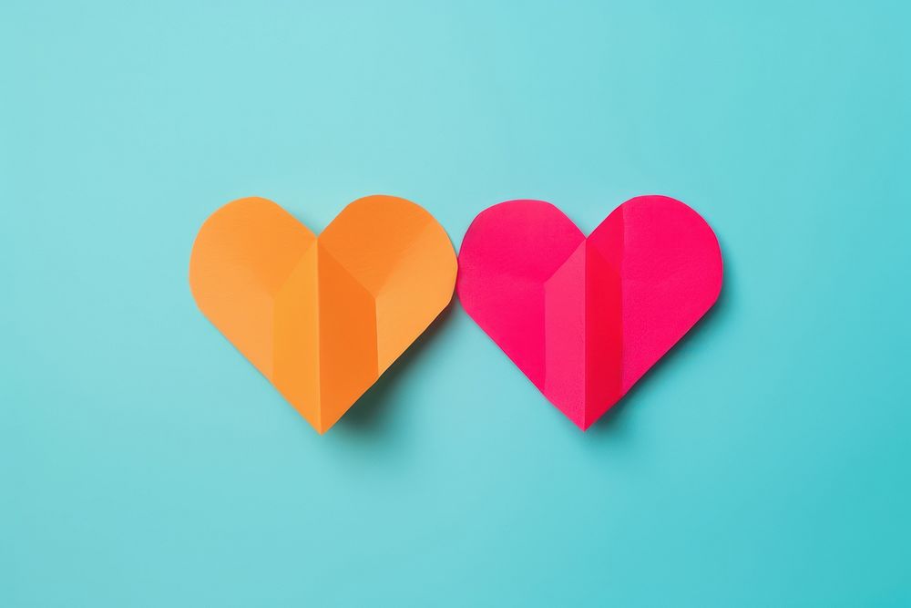 Two heart red togetherness celebration. AI generated Image by rawpixel.