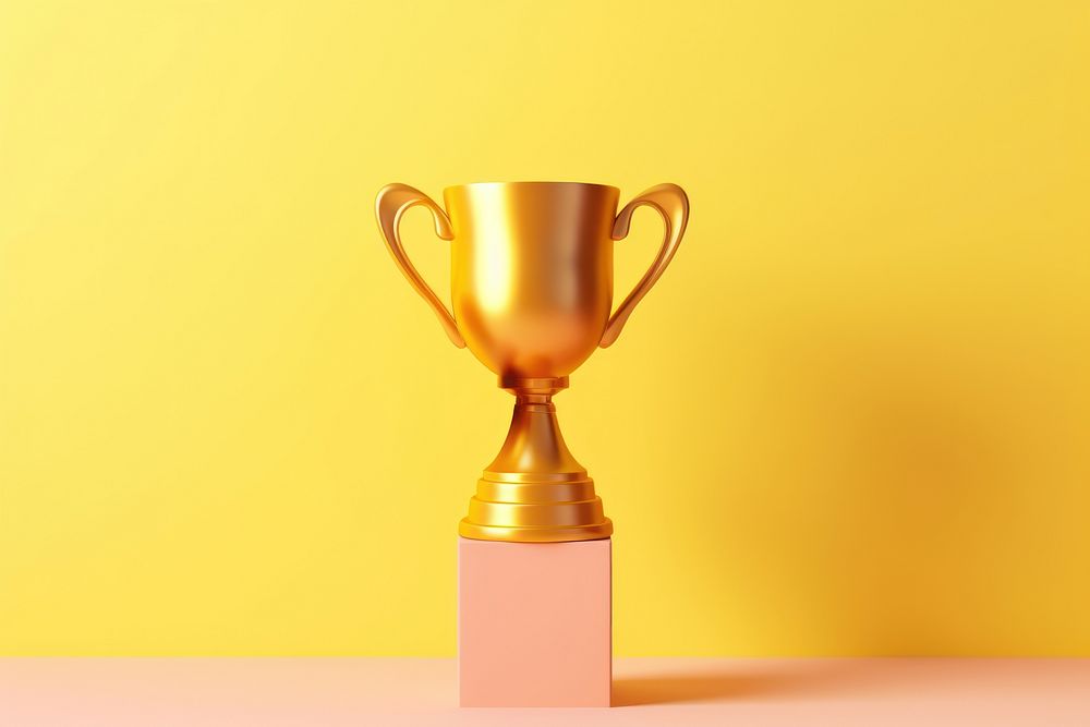 Hand holding a golden trophy cup achievement investment decoration. AI generated Image by rawpixel.
