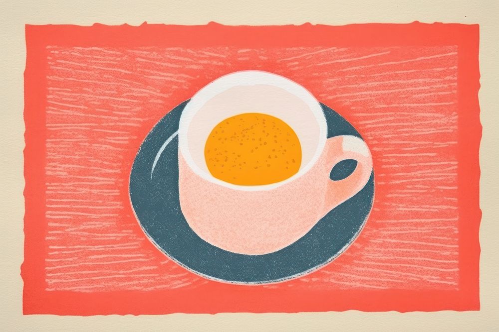 Breakfast painting saucer coffee. AI generated Image by rawpixel.