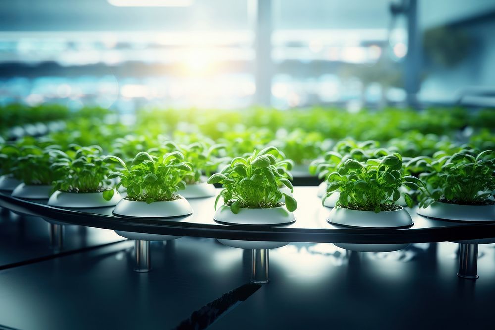 Hydroponics smart farm plant herbs food. AI generated Image by rawpixel.