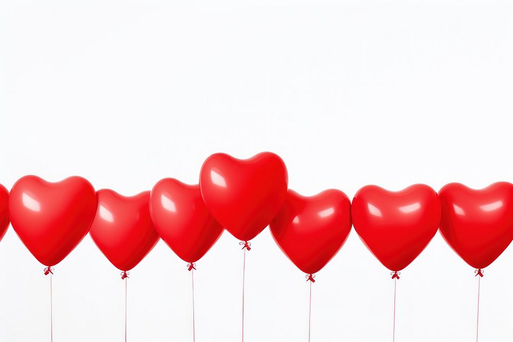 A group of red heart shaped latex balloons white background celebration anniversary. AI generated Image by rawpixel.