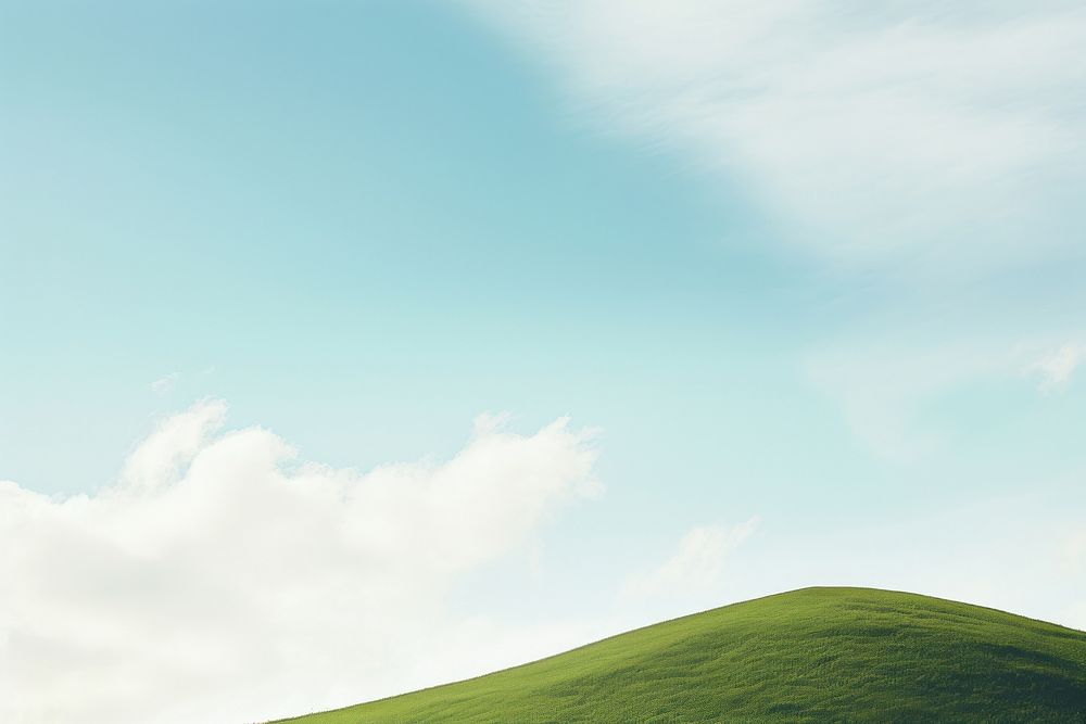 Green mountain landscape sky grassland. AI generated Image by rawpixel.