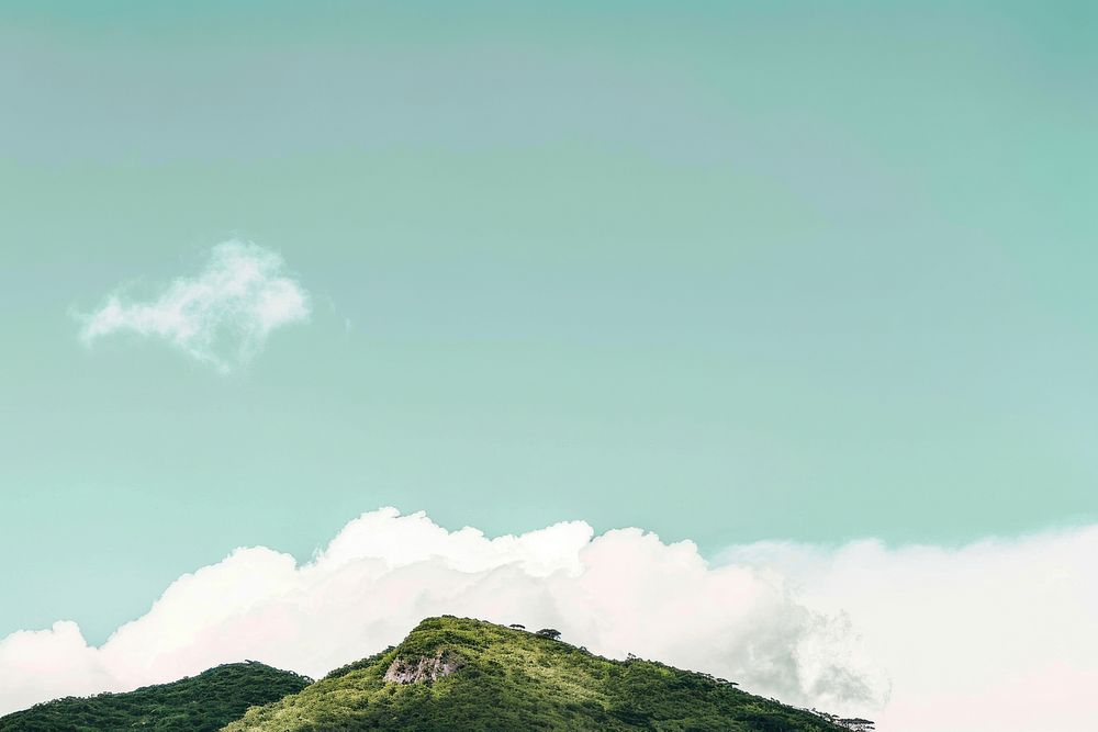 Green mountain cloud sky landscape. AI generated Image by rawpixel.