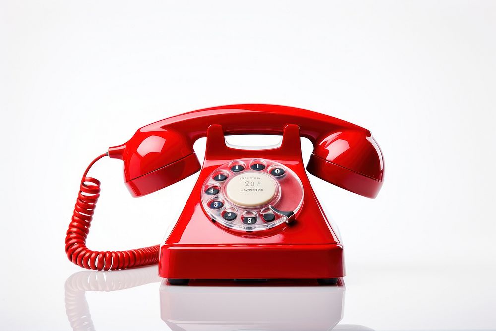 Vintage red telephone electronics technology telephony. AI generated Image by rawpixel.