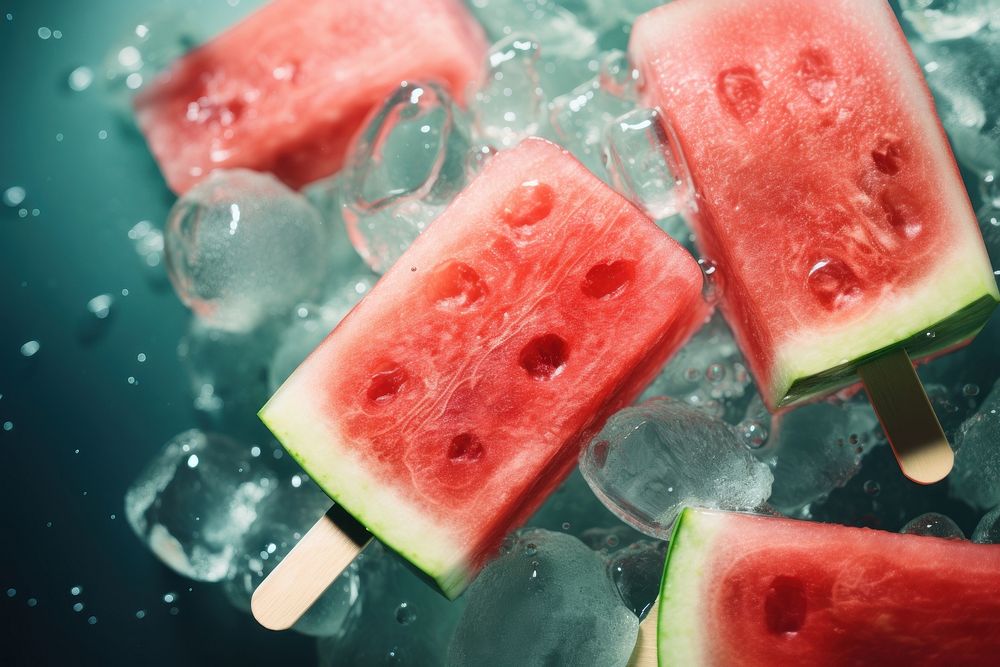 Watermelon ice pop fruit plant food. AI generated Image by rawpixel.