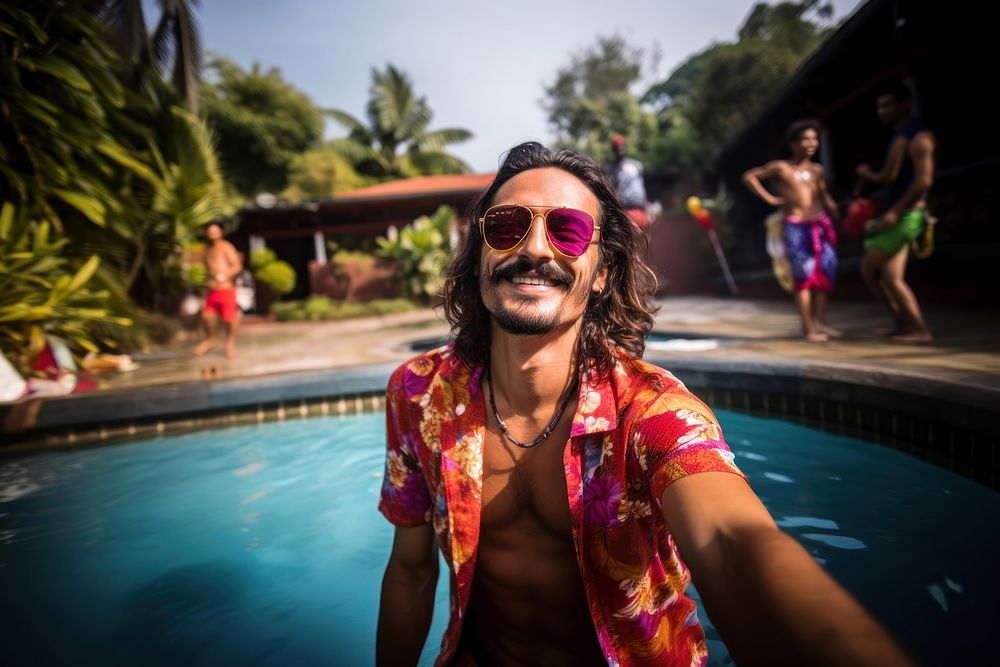 Nepalese man gorgeous sunglasses portrait smile. AI generated Image by rawpixel.