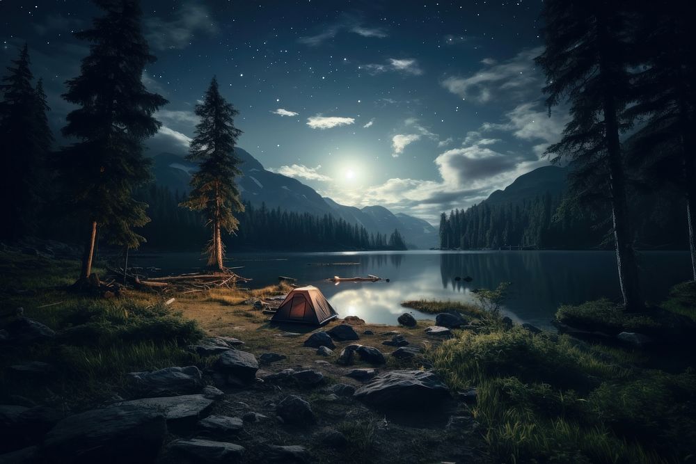 Outdoors landscape wilderness camping. AI generated Image by rawpixel.