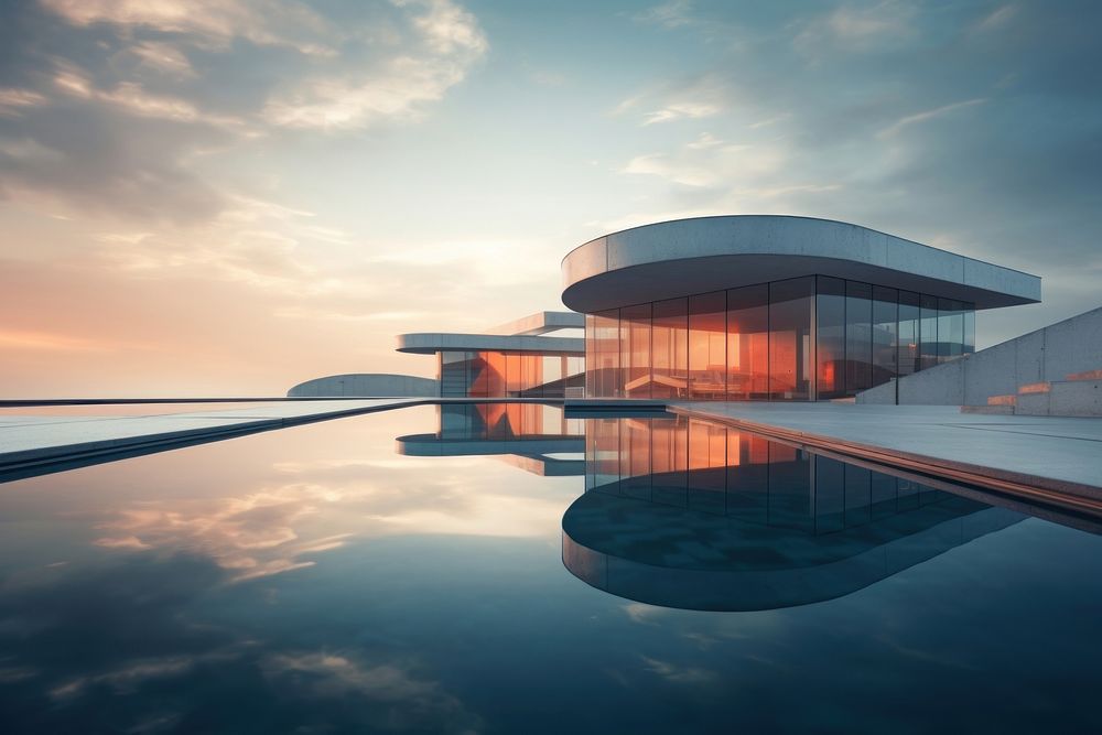 Architecture building outdoors reflection. AI generated Image by rawpixel.