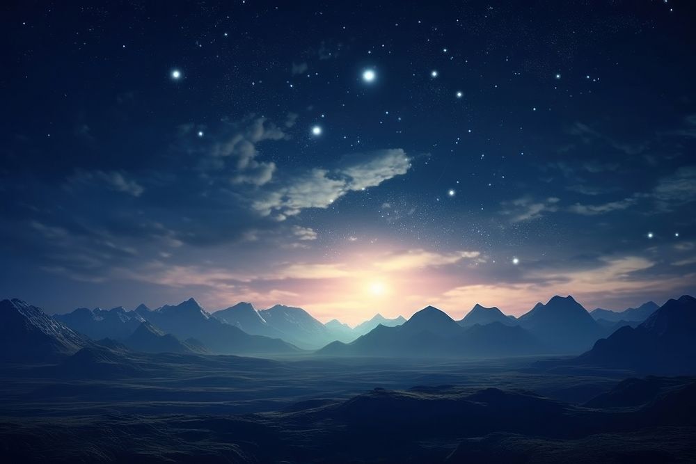 Astronomy landscape panoramic mountain. AI generated Image by rawpixel.