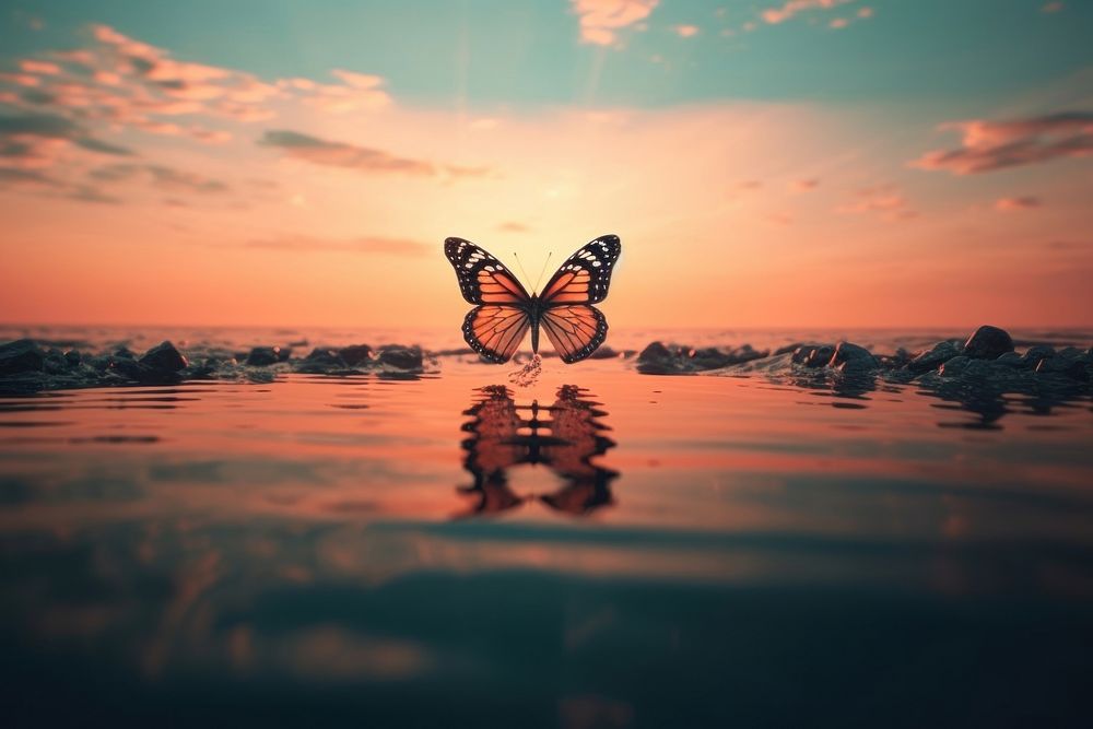 Butterfly landscape outdoors nature. AI generated Image by rawpixel.