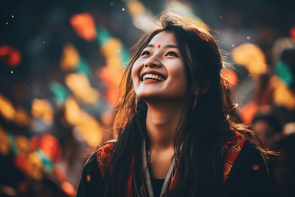 Bhutanese woman gorgeous celebrating laughing smile adult. AI generated Image by rawpixel.
