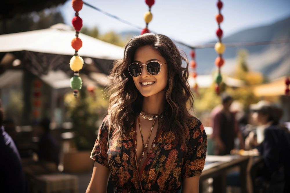 Bhutanese gorgeous a woman sunglasses portrait smile. AI generated Image by rawpixel.