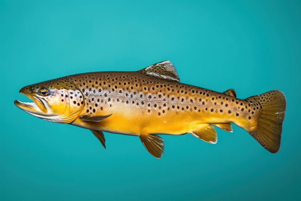Brown trout animal fish underwater. AI generated Image by rawpixel.