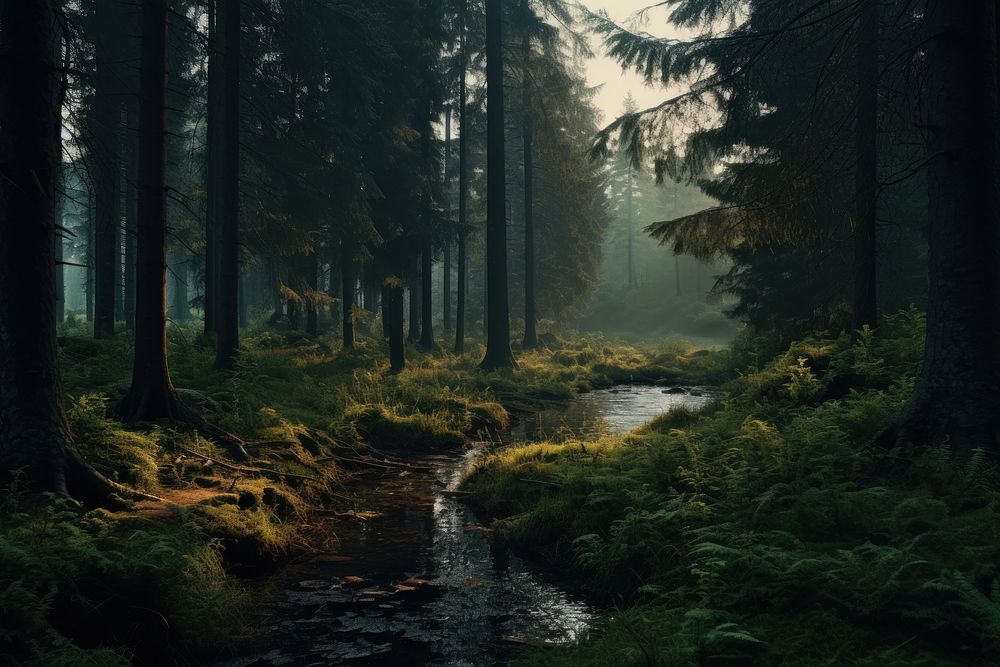 Forest landscape wilderness woodland. AI generated Image by rawpixel.