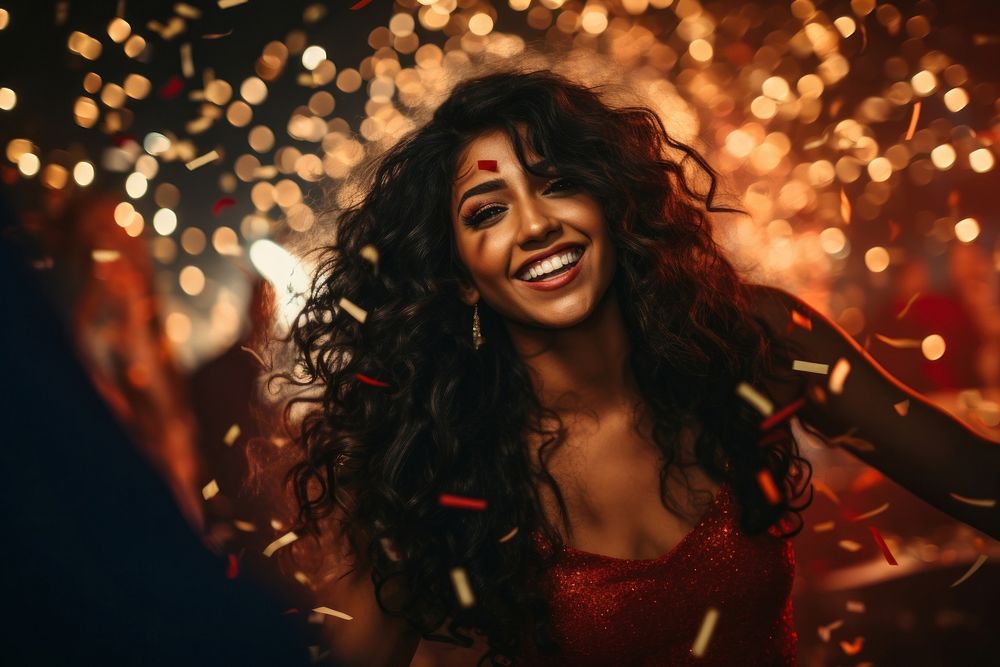 Indian woman gorgeous laughing portrait party. AI generated Image by rawpixel.