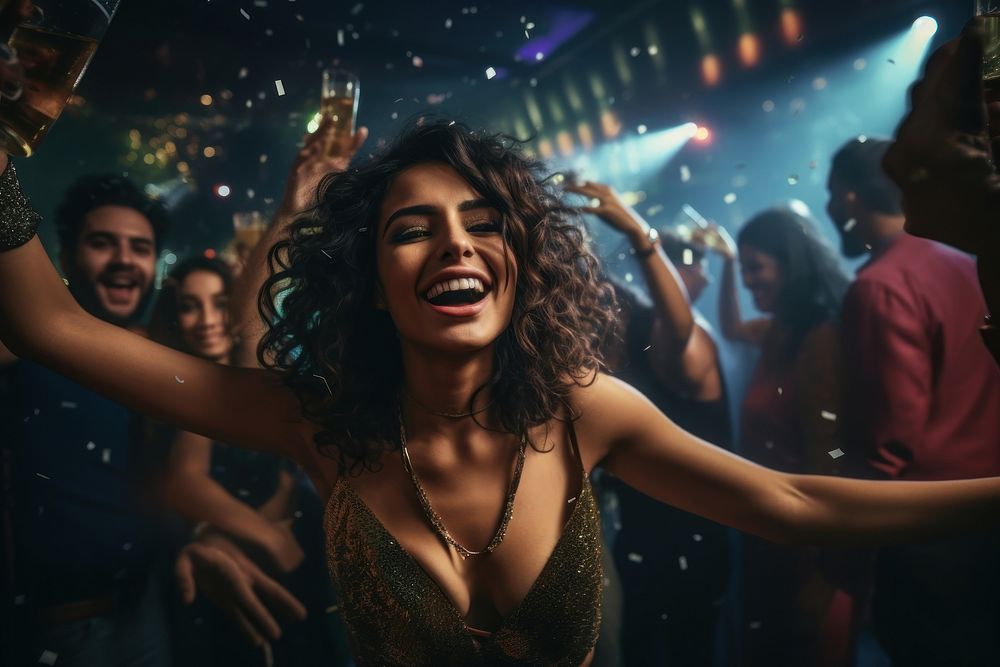 Indian gorgeous celebrating party nightclub adult. AI generated Image by rawpixel.