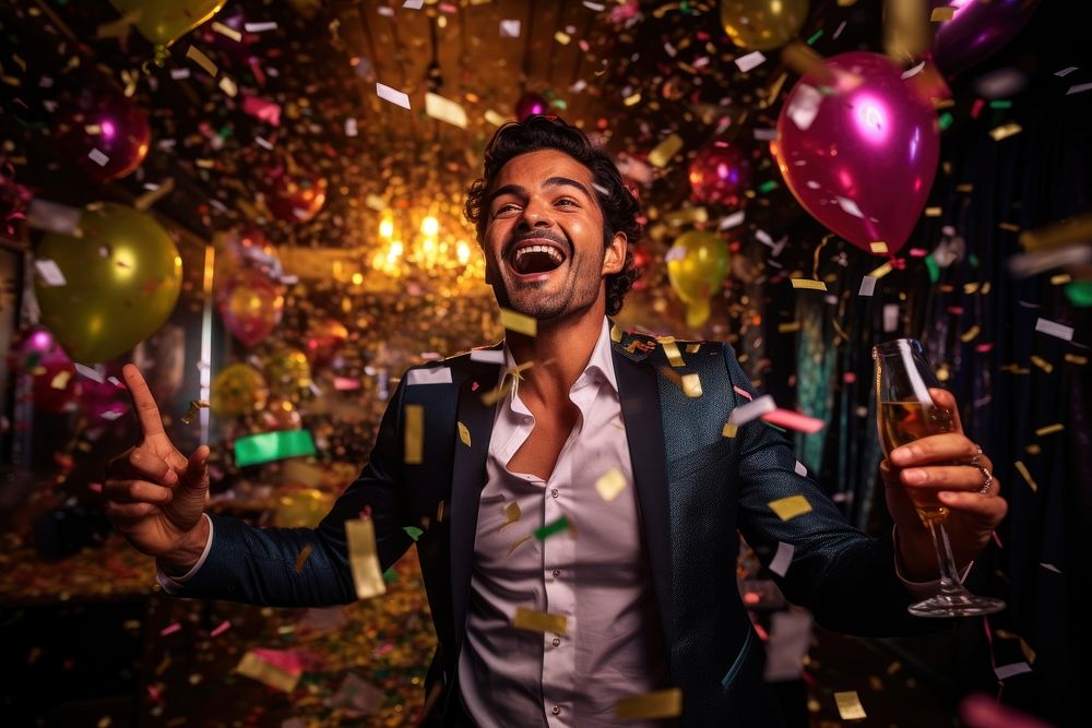 Indian gorgeous celebrating party laughing adult. AI generated Image by rawpixel.