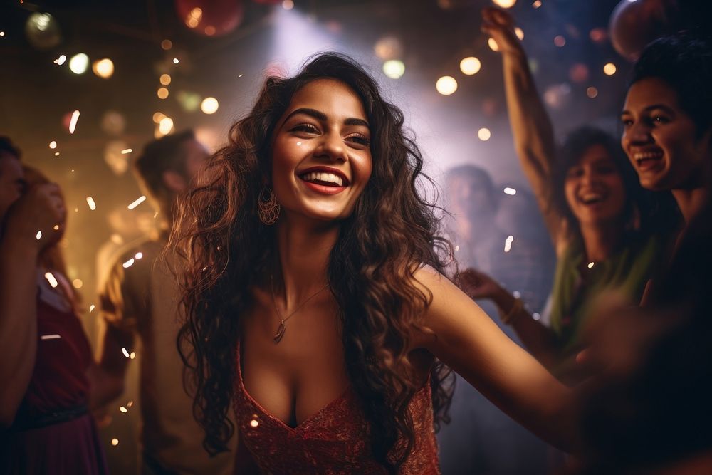 Indian gorgeous celebrating laughing smile adult. AI generated Image by rawpixel.