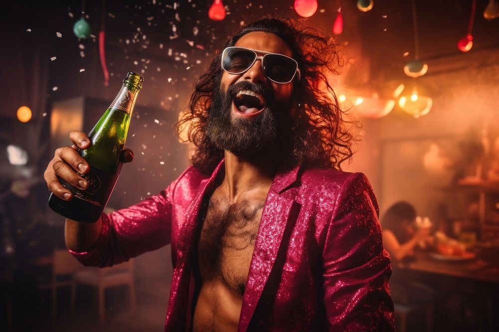 Indian man gorgeous celebrating party glasses adult. AI generated Image by rawpixel.