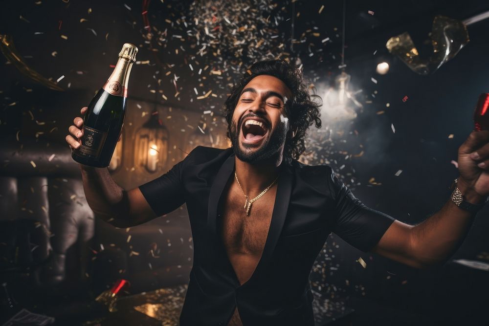 Indian man gorgeous celebrating party adult night. AI generated Image by rawpixel.