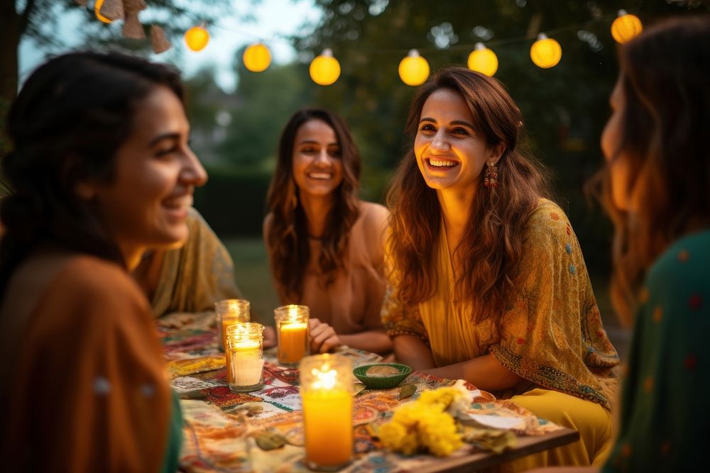 Pakistani gorgeous celebrating laughing outdoors smile. AI generated Image by rawpixel.