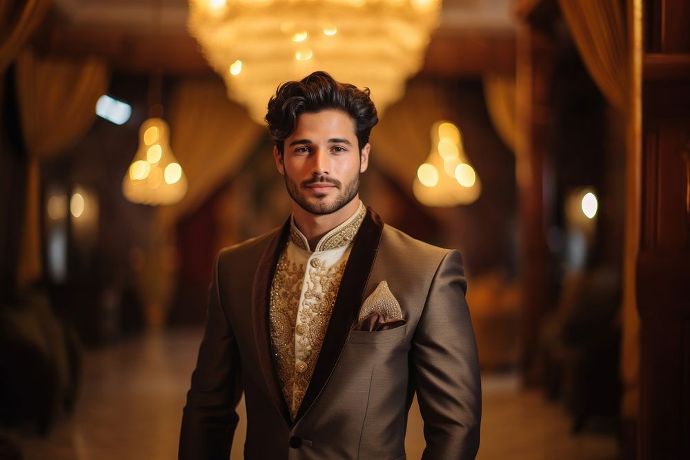 Pakistani gorgeous man portrait wedding adult. AI generated Image by rawpixel.