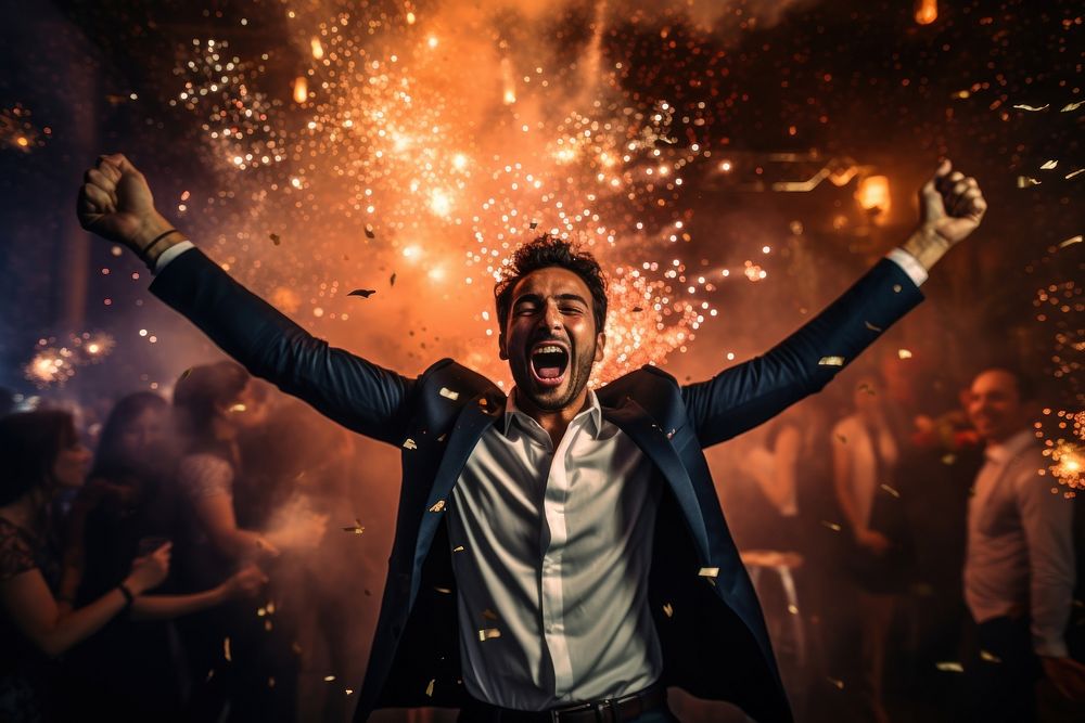 Pakistani man gorgeous celebrating adult party illuminated. AI generated Image by rawpixel.