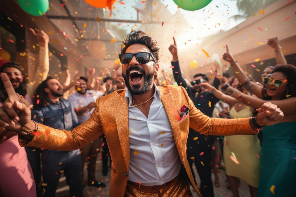 Pakistani man gorgeous celebrating party adult fun. AI generated Image by rawpixel.