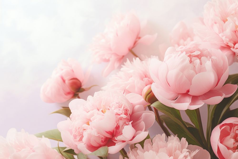 Pink peony flowers outdoors blossom nature. AI generated Image by rawpixel.