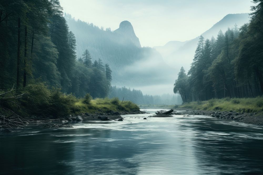 River landscape wilderness outdoors. AI generated Image by rawpixel.