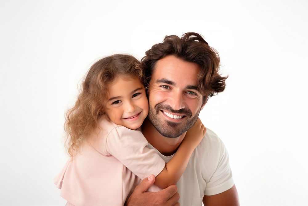 Girl father hugging smile embracing laughing. AI generated Image by rawpixel.