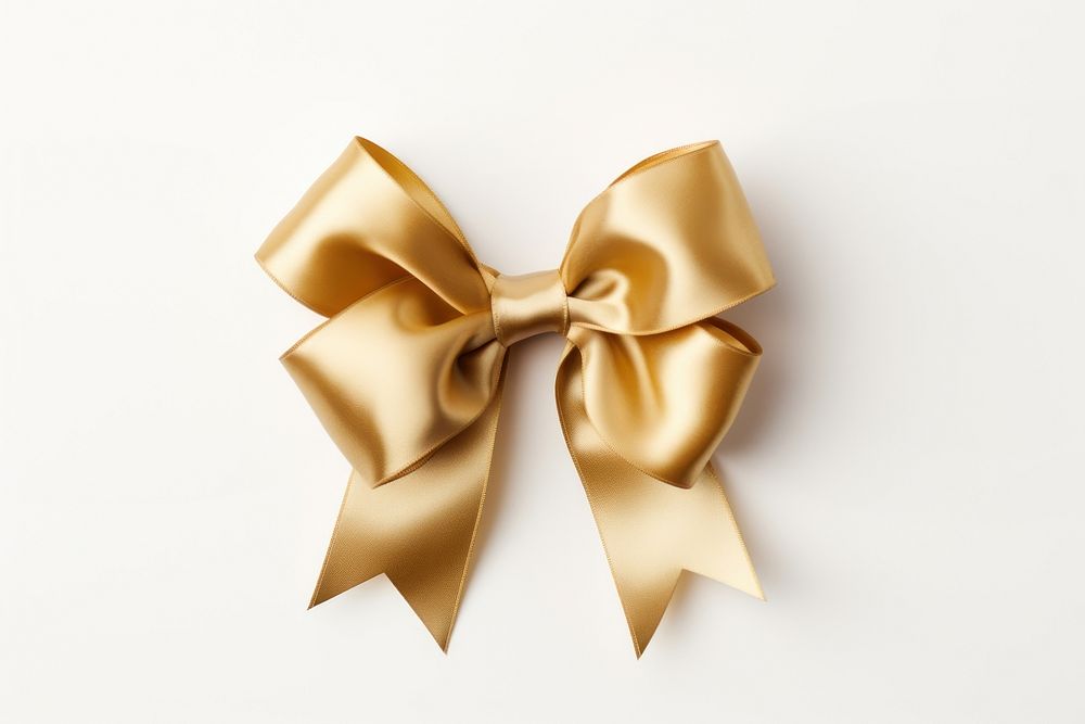 Gold ribbon with bow white background celebration accessories. AI generated Image by rawpixel.