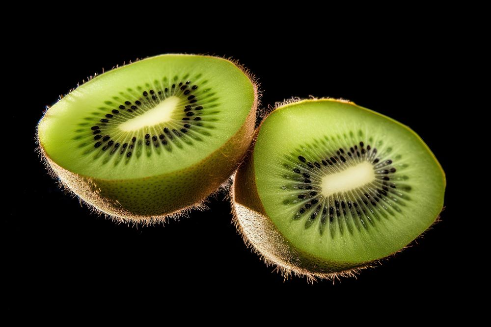 Halved kiwi fruit flying halved plant food. AI generated Image by rawpixel.