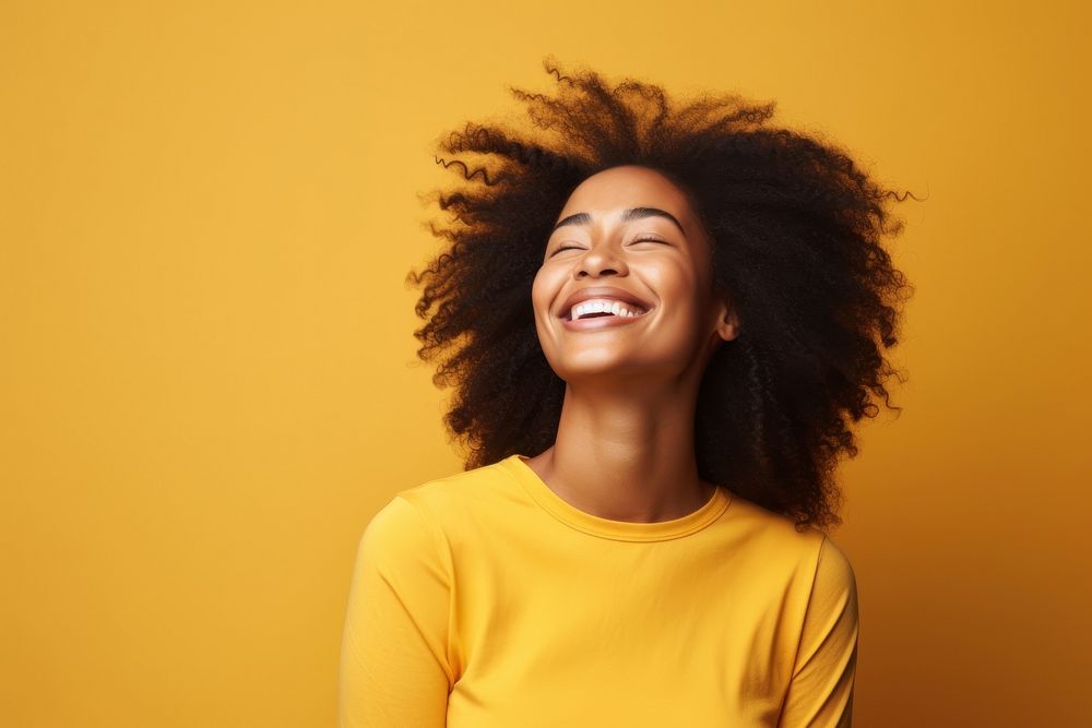 Happy optimistic African American woman laughing smile adult. AI generated Image by rawpixel.