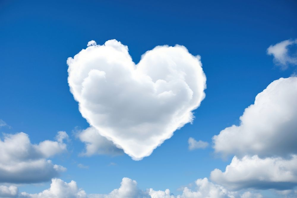 Heart cloud shape sky backgrounds outdoors. AI generated Image by rawpixel.