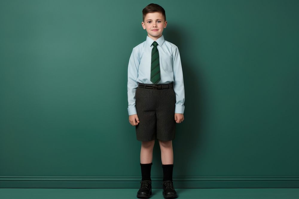 Kid in school uniform standing shirt child. AI generated Image by rawpixel.