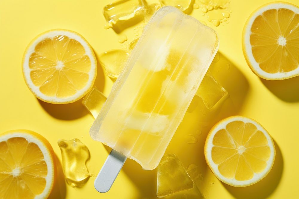 Lemon ice pop fruit food refreshment. AI generated Image by rawpixel.