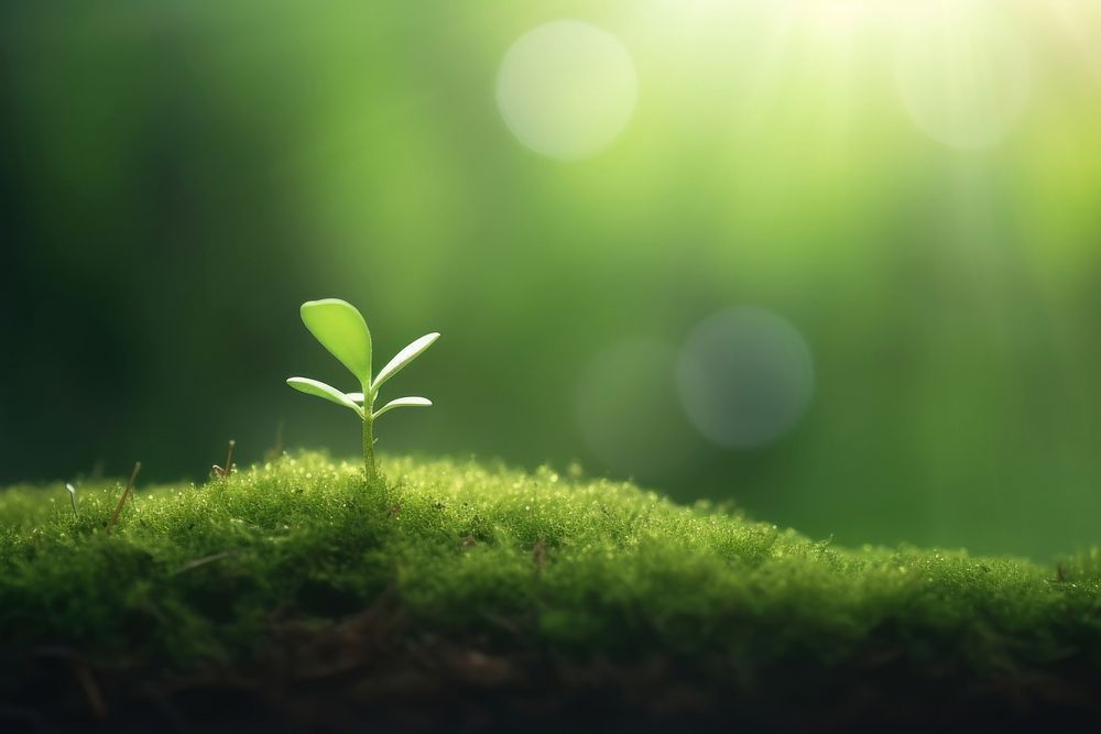 Plant growing green moss sunlight. AI generated Image by rawpixel.