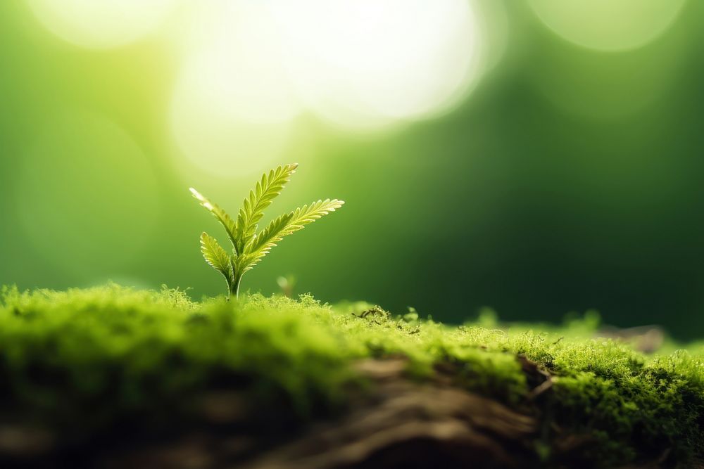 Plant growing green moss outdoors. AI generated Image by rawpixel.