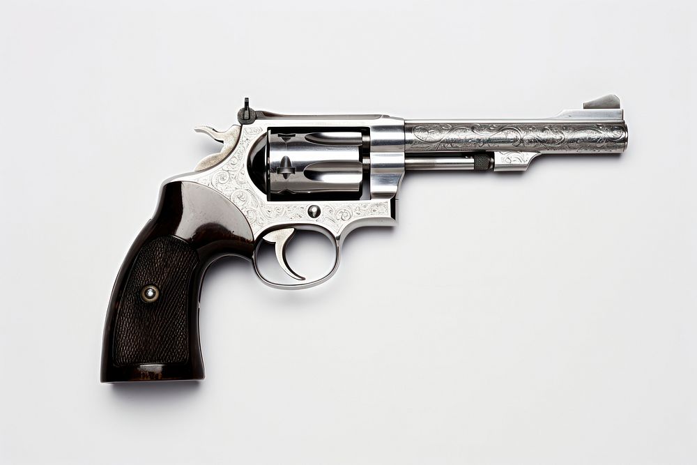 Single revolvershot handgun weapon white background. AI generated Image by rawpixel.